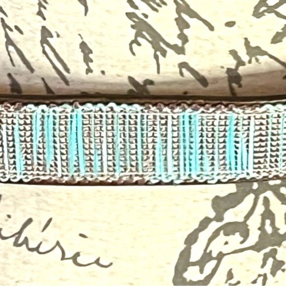 Saks Fifth AveTurquoise Woven Leather Belt w Decorative Turquoise Buckle S/35” - Picture 3 of 8